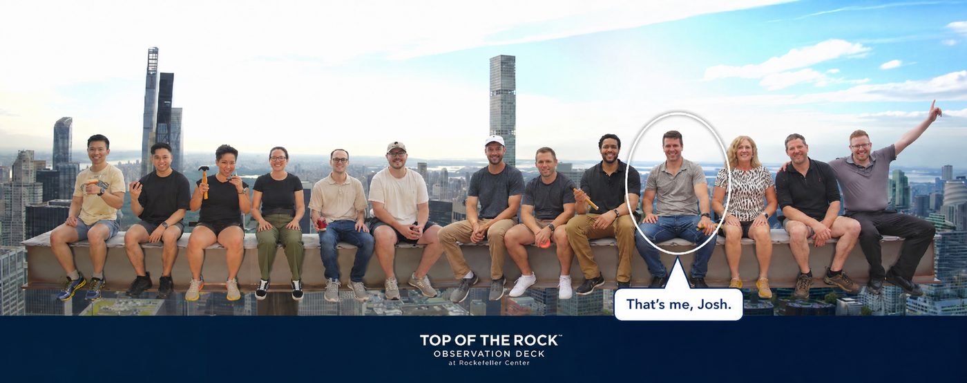 A team photo with Josh circled and labeled 'That's me, Josh.'